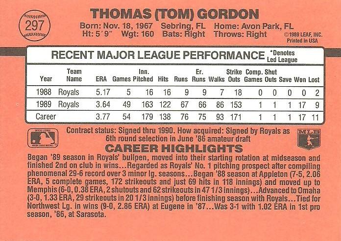 Tom Gordon  baseball card collectible - Main Image 2