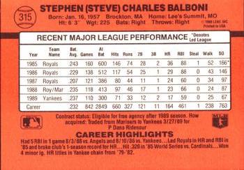 Steve Balboni  baseball card collectible - Main Image 2