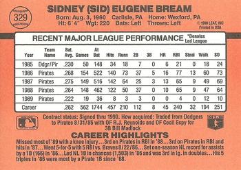 Sid Bream  baseball card collectible - Main Image 2