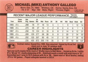Mike Gallego  baseball card collectible - Main Image 2