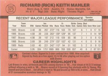 Rick Mahler  baseball card collectible - Main Image 2