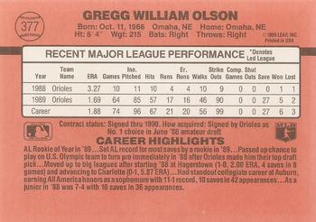 Gregg Olson  baseball card collectible - Main Image 2