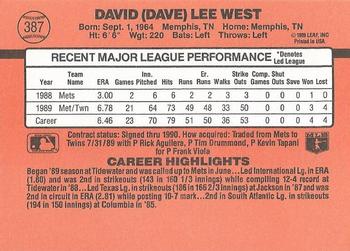 Dave West  baseball card collectible - Main Image 2