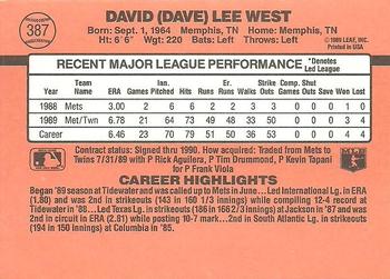 Dave West  baseball card collectible - Main Image 2