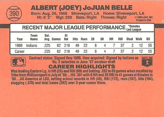 Joey Belle  baseball card collectible - Main Image 2
