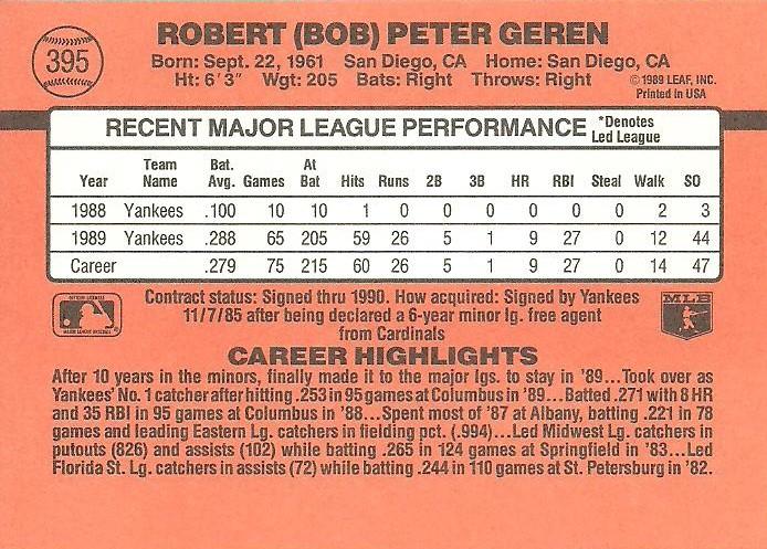 Bob Geren  baseball card collectible - Main Image 2