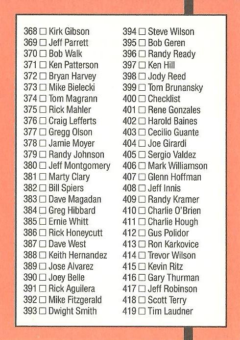 Checklist 322-419  baseball card collectible - Main Image 2