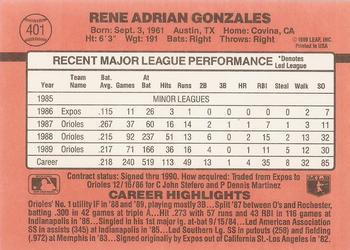 Rene Gonzales  baseball card collectible - Main Image 2