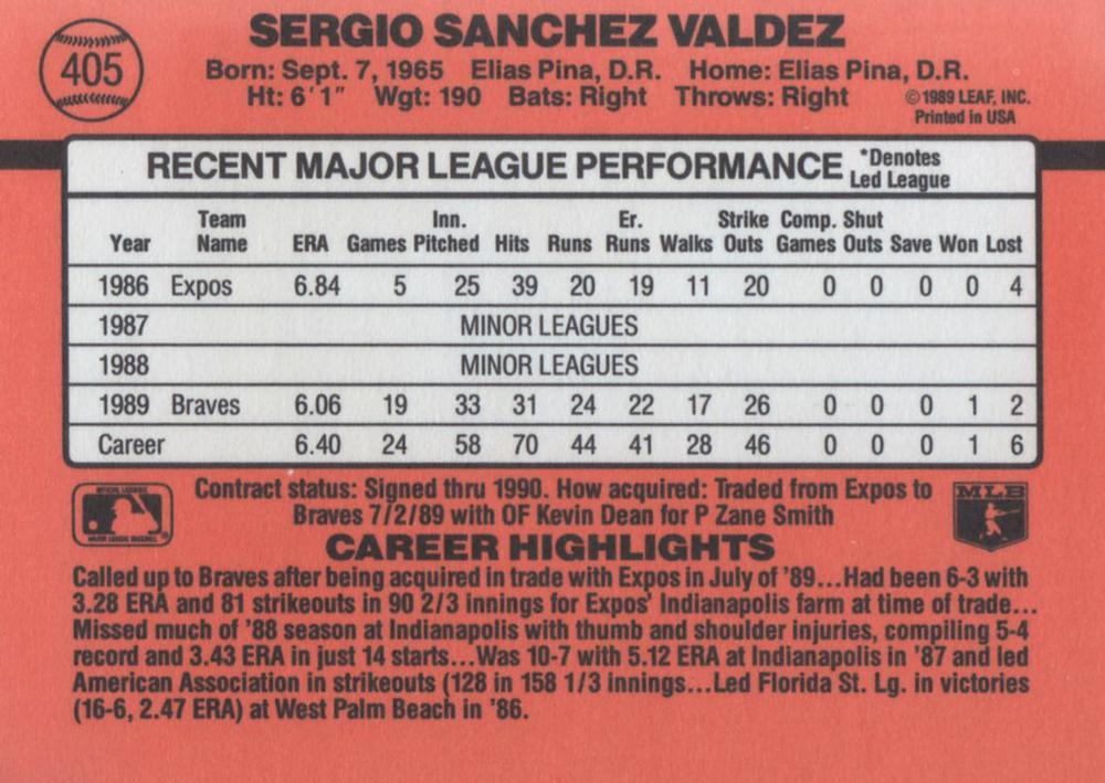 Sergio Valdez  baseball card collectible - Main Image 2
