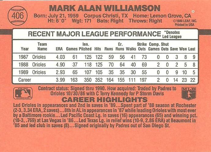 Mark Williamson  baseball card collectible - Main Image 2