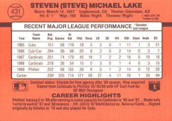 Steve Lake  baseball card collectible - Main Image 2