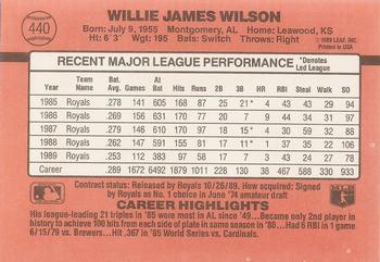 Willie Wilson  baseball card collectible - Main Image 2