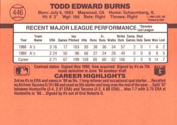 Todd Burns  baseball card collectible - Main Image 2