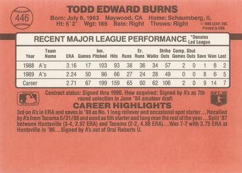 Todd Burns  baseball card collectible - Main Image 2