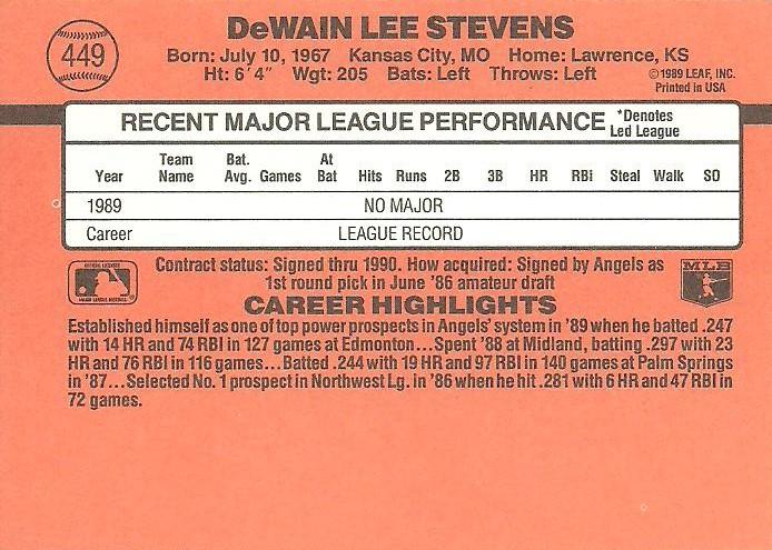 Lee Stevens  baseball card collectible - Main Image 2