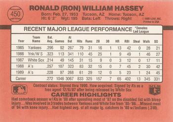 Ron Hassey  baseball card collectible - Main Image 2