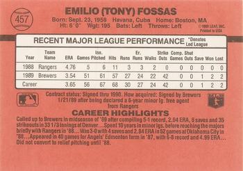 Tony Fossas  baseball card collectible - Main Image 2
