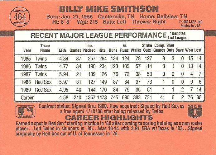 Mike Smithson  baseball card collectible - Main Image 2