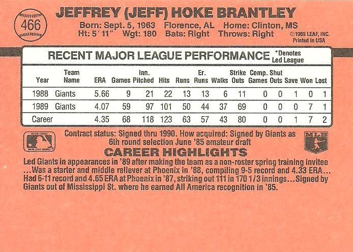Jeff Brantley  baseball card collectible - Main Image 2
