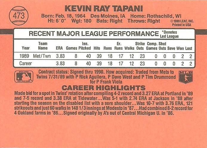 Kevin Tapani  baseball card collectible - Main Image 2