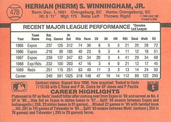 Herm Winningham  baseball card collectible - Main Image 2