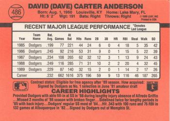 Dave Anderson  baseball card collectible - Main Image 2
