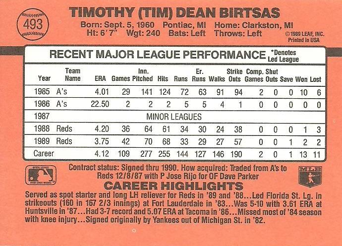 Tim Birtsas  baseball card collectible - Main Image 2