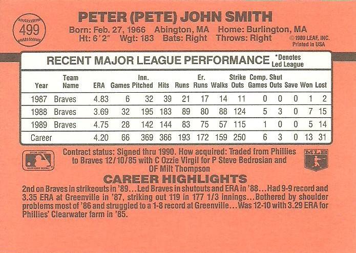 Pete Smith  baseball card collectible - Main Image 2