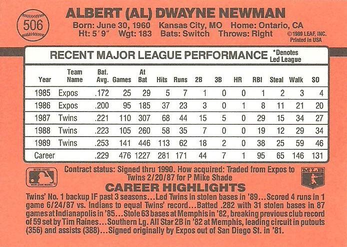 Al Newman  baseball card collectible - Main Image 2