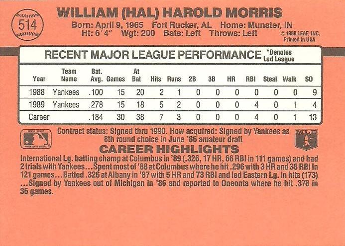 Hal Morris  baseball card collectible - Main Image 2
