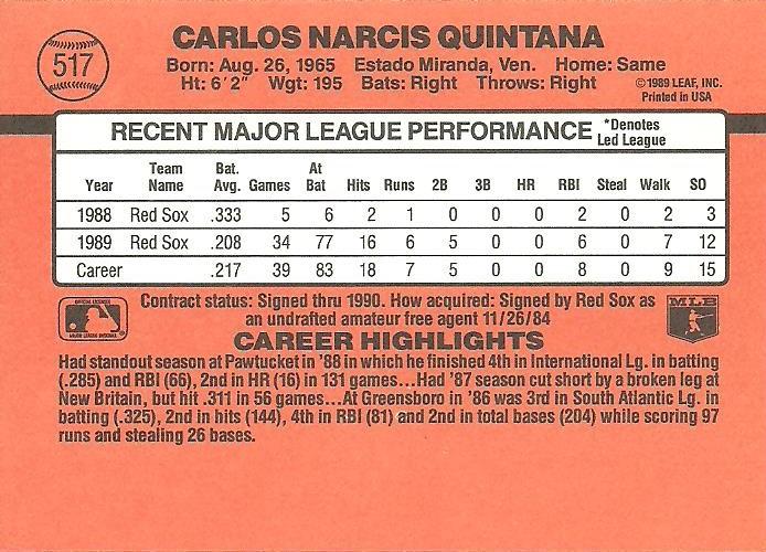 Carlos Quintana  baseball card collectible - Main Image 2