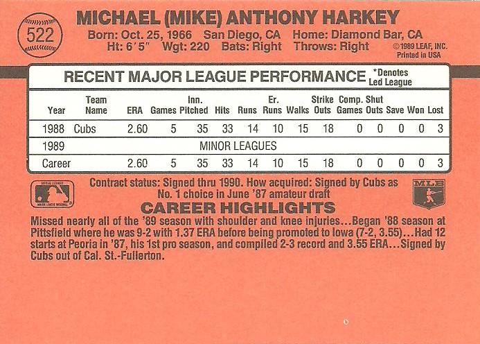 Mike Harkey  baseball card collectible - Main Image 2
