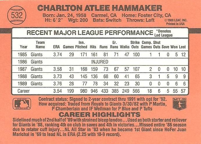 Atlee Hammaker  baseball card collectible - Main Image 2