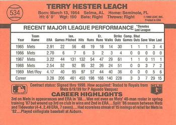 Terry Leach  baseball card collectible - Main Image 2