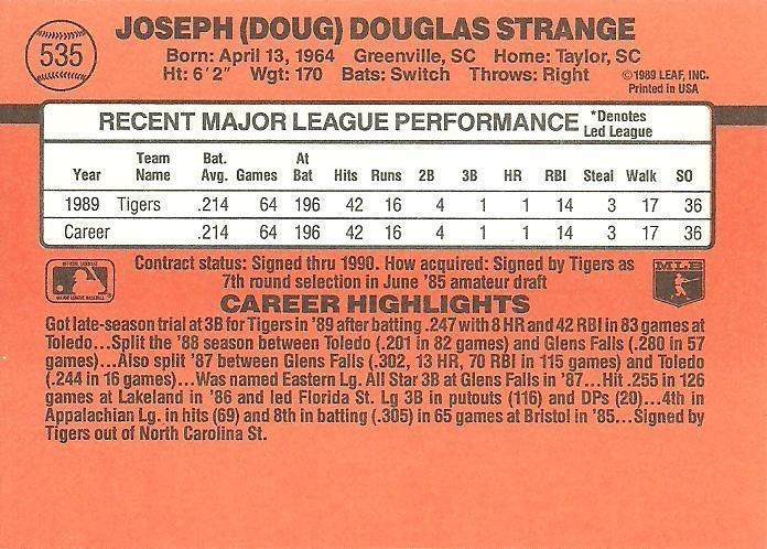 Doug Strange  baseball card collectible - Main Image 2