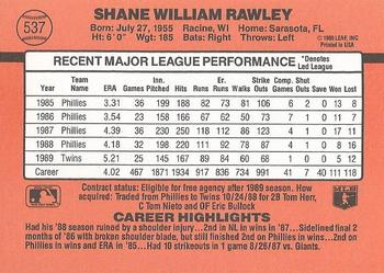 Shane Rawley  baseball card collectible - Main Image 2