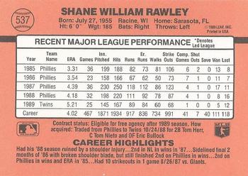 Shane Rawley  baseball card collectible - Main Image 2