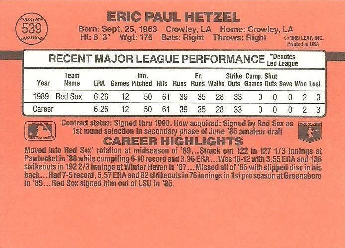 Eric Hetzel  baseball card collectible - Main Image 2