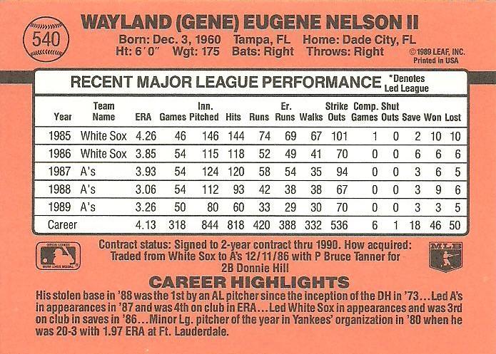 Gene Nelson  baseball card collectible - Main Image 2