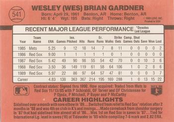 Wes Gardner  baseball card collectible - Main Image 2