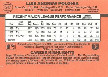 Luis Polonia  baseball card collectible - Main Image 2