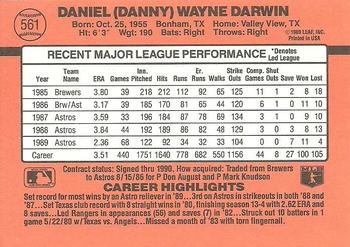 Danny Darwin  baseball card collectible - Main Image 2