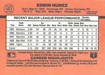 Edwin Nunez  baseball card collectible - Main Image 2