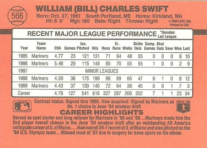 Billy Swift  baseball card collectible - Main Image 2
