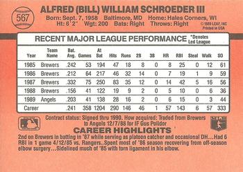 Bill Schroeder  baseball card collectible - Main Image 2