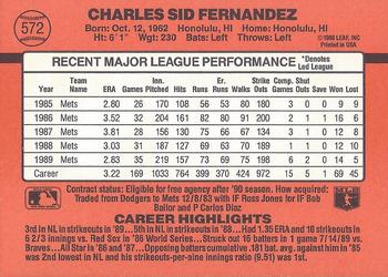 Sid Fernandez  baseball card collectible - Main Image 2