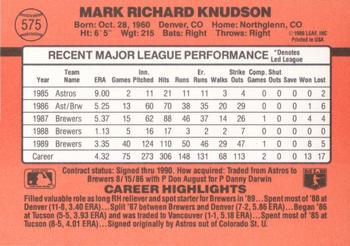 Mark Knudson  baseball card collectible - Main Image 2