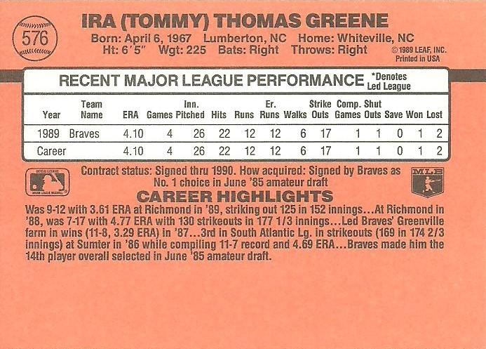 Tommy Greene  baseball card collectible - Main Image 2