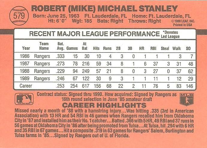 Mike Stanley  baseball card collectible - Main Image 2
