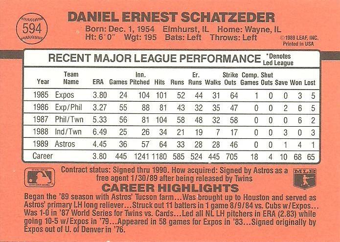 Dan Schatzeder  baseball card collectible - Main Image 2
